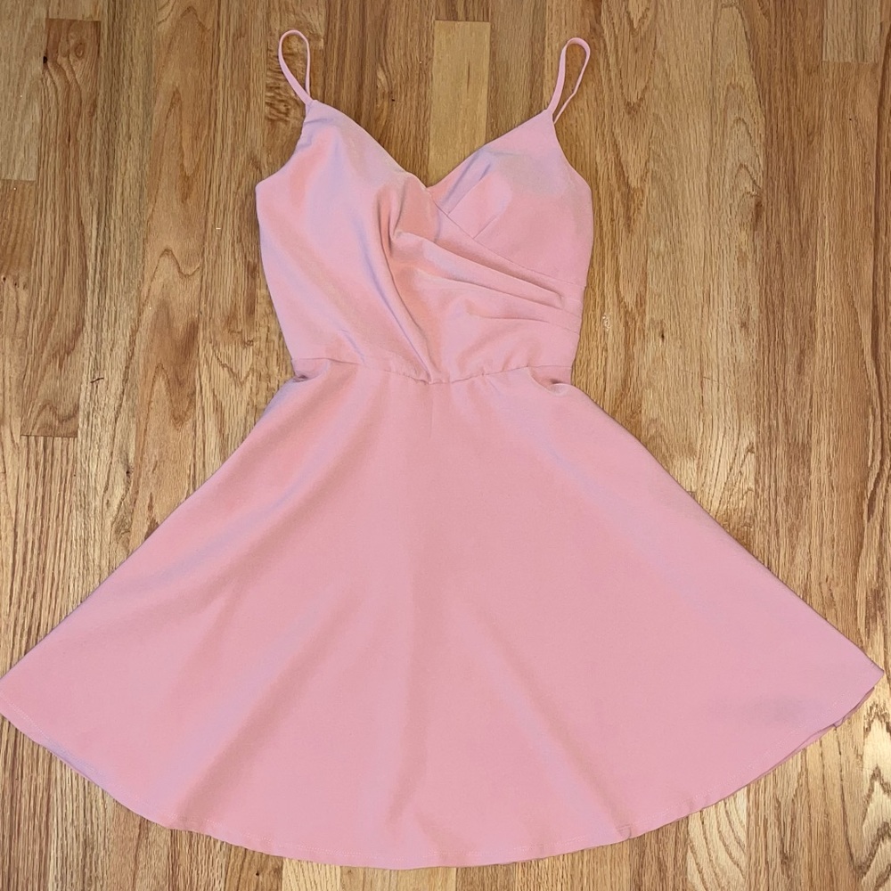 TRIXXI Formal Peach Spaghetti Strap Mini Dress